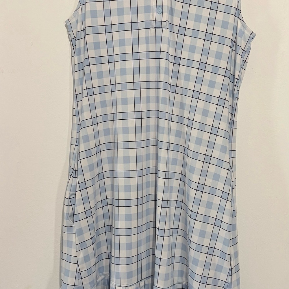 Laura Ashley Light Blue Plaid Golf/Tennis Sleeveless Pleated Dress